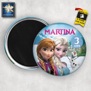 calamita magnete personalizzato COMPLEANNO FROZEN FESTA PERSONALIZZATA ELSA ANNA - Picture 1 of 1