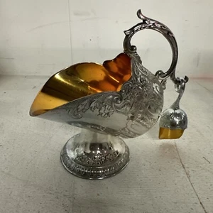 Vintage Zuckerschaufel mit Schaufel Silber Teller Floral Made In Japan - Bild 1 von 4