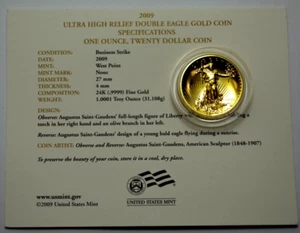 2009 $20 Ultra High Relief 1 oz Gold Double Eagle Coin Complete Set,Box CoA Book - Picture 1 of 11