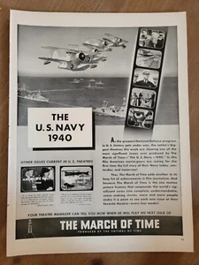 Vintage 1940 March of Time US Navy Print Ad Advertisement - Picture 1 of 1
