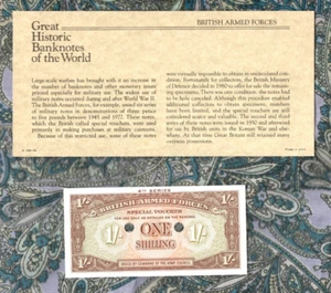Great Historic Banknotes British Armed Forces 1962 1 Shilling 4th P-M32b UNC - Picture 1 of 3
