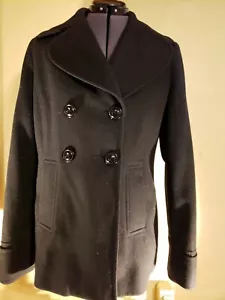 GIACCA cappotto invernale donna taglia 4 Pea nero FODERATO misto lana - Foto 1 di 6