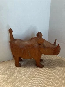 Handgeschnitztes Holz Schwein/Eber und Gazelle Statue Figur - Bild 1 von 14