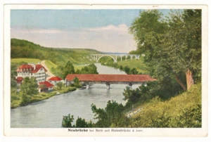 c1920 PC: Neubrucke bei Bern mit Halenbrucke & Aare - Switzerland - Picture 1 of 2