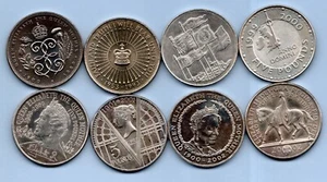 8 DIFFERENT, UK FIVE POUND (£5) COINS 1990 - 2002. LOVELY CONDITION. JOB LOT. - Picture 1 of 2