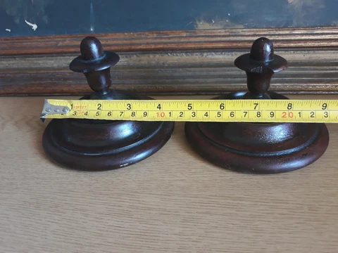 Pair French Antique Turned Wood Finials Cover