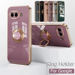 Phone Case For Google Pixel 9 8 7 Pro 9A 8A Plating Shockproof Ring Holder Cover - Picture 1 of 16