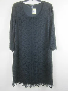 Vestido de encaje para mujer Alfani negro manga larga talla M (NUEVO CON ETIQUETAS) - Imagen 1 de 3