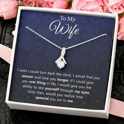 Collar Esposa Colgante Atractivo Regalo Aniversario de Marido Retrocede El Reloj Foto 1 de 4