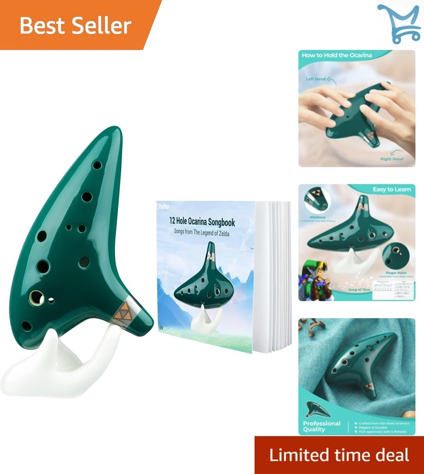 Zelda Ocarina Cerámica 12 Agujeros con Cancionero y Accesorios para Principiantes Foto 1 de 4
