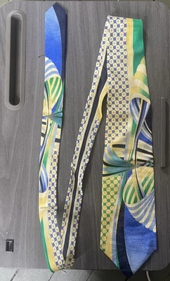 Corbata abstracta Vitaliano Pancaldi azul verde amarillo (código 5BG8) Foto 1 de 4