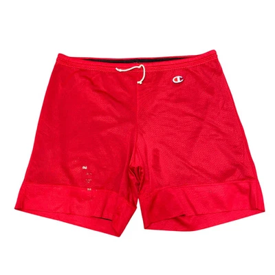 Basketball Shorts Mens Large Red Nylon Allover Mesh Drawstring Elastic Waist - Image 1 of 3
