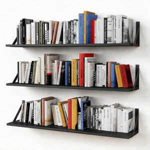 Shelves 36Inches Long 8 in Deep Set of 3 Large Wall Shelf for Bedroom Books Heav - Picture 1 of 7