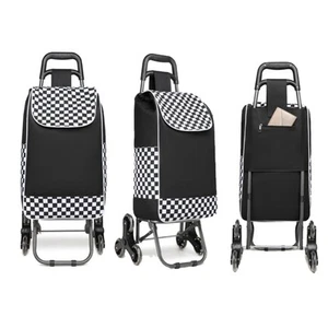 Folding Shopping Trolley Lightweight Waterproof 2-in-1 Shopping Cart 6 Wheels - Picture 1 of 50