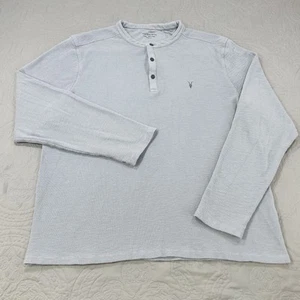 All Saints Thermal Henley Shirt Men XL Muse Long Sleeve Regular Fit Stretch Gray - Picture 1 of 9