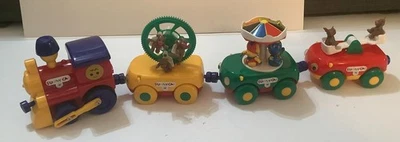 VTG 4 Funny Car Magnetic Carnival Multicolor Train Cars Plastic Battery Operated - Image 1 of 4