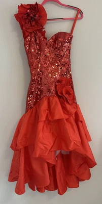 Vestido De Colección Alyce Designs Para Mujer 8 Rojo Lentejuelas Tafetán Burbuja Baile de graduación Fiesta Años 80 Foto 1 de 4