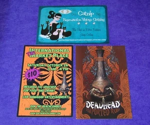 Lot of 3 PolynesianPOP Ad Cards: Catnip Clothing, Deadhead Rum, Tiki Marketplace - Picture 1 of 2
