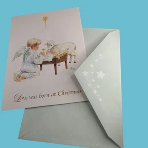 Christmas Card Mailing Service Angel Manger Nativity Baby Jesus Envelope - Picture 1 of 9