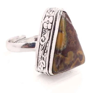 Silver Plated Adjustable Handmade Ring For Women Jasper Gemstone R-529 - Picture 1 of 3
