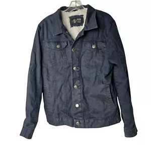 Indigo Star Mens Medium Denim Jacket Faux Fur Lining Cotton/Polyester Chore #L70 - Picture 1 of 11