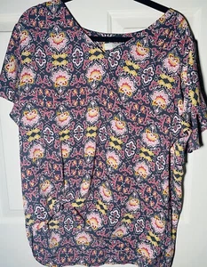 LOFT Camicia Top Blusa Donna Colorata Floreale Svolazzante Manica Scollo a V, XL - Foto 1 di 3