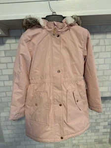 PINK HOODED PARKA WINTER JACKET FAUZ FUR TRIM SIZE L(13/12) MEMBER'S MARK NEW - Picture 1 of 7