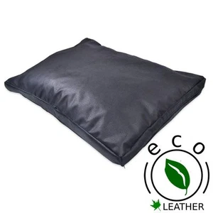 ECO - COJÍN DE CUERO RUGOSO. Almohada duradera de piel negra de buena calidad - Imagen 1 de 1