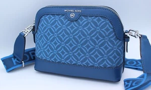 NEW AUTHENTIC MICHAEL KORS JET SET CHARM BLUE LARGE DOME CROSSBODY WOMEN HANDBAG - Picture 1 of 18