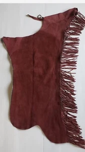 Wildleder Leder Western Chaps purpurrot mit Fransen - Bild 1 von 9