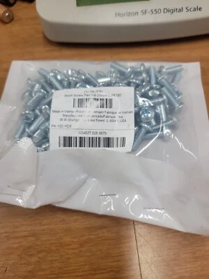 1/4-20 X 3/4" Pan Head U24522.025.0075 MS,1/4"-20,Zinc Plated,3/4"L, 100pk. - Image 1 of 2