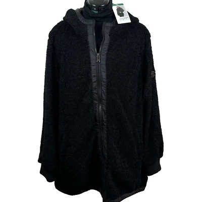 1 Madison Expedition Womens XL Black Coat Contrast Trim Hooded Faux Fuzzy Fur - Image 1 of 4