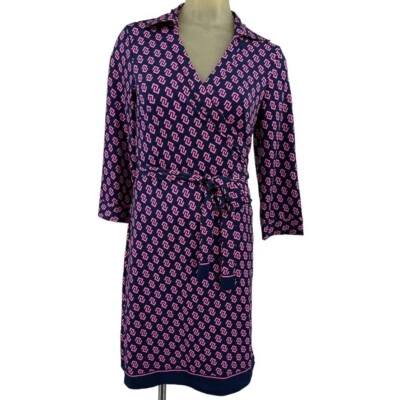 Julie коричневый NYC женщин надежном платье розовый темно-синий печать размер средний акваланг вязаный - Изображение 1 из 4