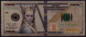 Lord of the Rings Thranduil United States USA $100 Gold Foil Plastic Banknote - Picture 1 of 3