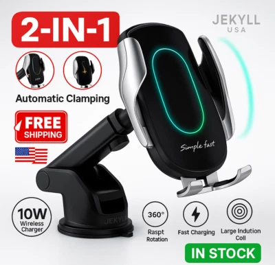 Wireless Automatic Clamping Smart Sensor Car Phone Holder and Fast Charger 10W - Image 1 of 4