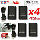 Rechargeable Battery Pack 4pcs 4800mah Usb Charger Cable For Xbox 360 Controller