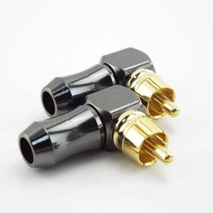 1/2x RCA 90 Degree Male Plug Connector Audio Video Soldering Adapter Right Angle - Picture 1 of 8