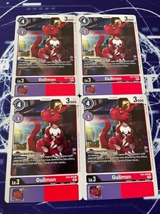 x4 Guilmon EX3-056 C Playset Digimon TCG Draconic Roar - Picture 1 of 1