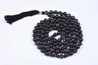 Black Obsidian 108 Beads Necklace Hand Knotted Japa Prayer Meditation Mala 8Mm