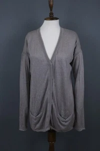 Lacoste Gray Silk Cotton Long Sleeve V-Neck Button Cardigan Sweater Size 44 - Picture 1 of 19
