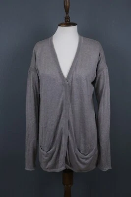 Lacoste Gray Silk Cotton Long Sleeve V-Neck Button Cardigan Sweater Size 44 - Imagem 1 de 4