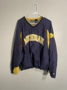 Vintage Michigan Wolverines Jacket Sz XXL Fleece lined Windbreaker Starter 90s - Picture 1 of 14