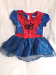 Halloween Kostüm Spinne Mädchen Kleid rot blau Kleinkind 6-12M Marvel Spiderman - Bild 1 von 9