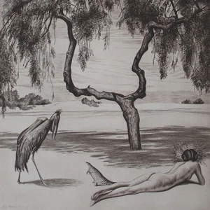 Richard Müller Mittagssonne Frauenakt Akt Symbolismus Nachdruck Radierung 1919 - Bild 1 von 5