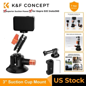 K&F Concept 3" Suction Cup Mount w/ Double Ball Head Magic Arm for DJI Insta360 - Picture 1 of 9