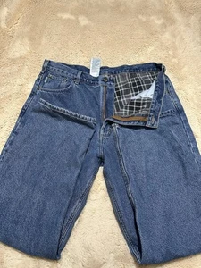 Pantalones de mezclilla Carhartt B172 DST para hombre talla 40x32 forrados de franela calce relajado lavado medio - Imagen 1 de 6