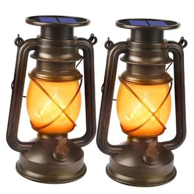 Solar Powered LED Lanterns Decorative Outdoor,2 Pack Bronze Vintage Lanterns  - Image 1 of 4