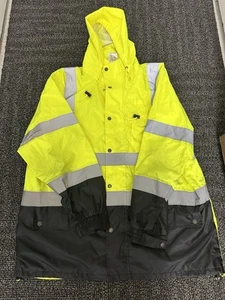 Kishigo RWJ102 Storm Cover Hi-Visibility Lime Rain Jacket, L-XL - Picture 1 of 15