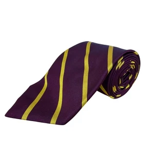 Vintage Brooks Brothers Mens Purple & Yellow All Silk Striped Handmade Tie - Picture 1 of 7