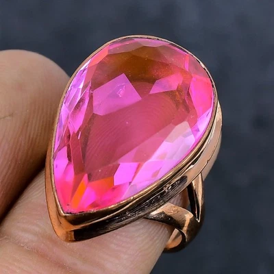 Подарочное кольцо из стерлингового серебра 925 пробы с натуральным розовым кунцитом размер 8 Y774 - Изображение 1 из 4